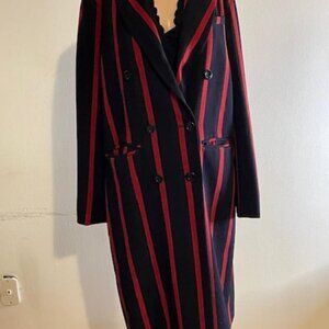 Vibrant Long Navy & Red Coat